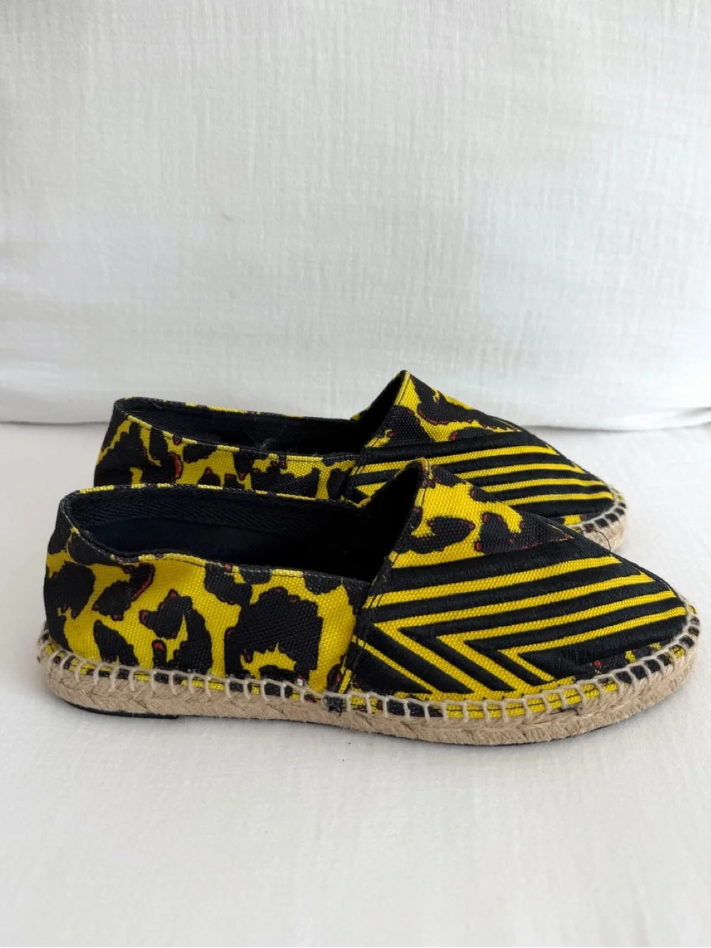 Maje Yellow and Black Espadrille Flats